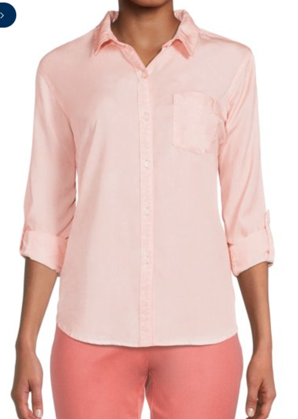Time and Tru Women's Soft Button Front Shirt with Long Sleeves Pink XL NWT